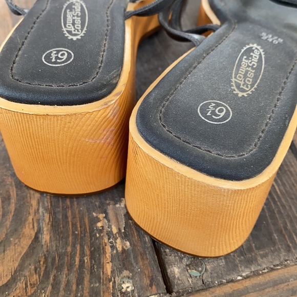 90's Lower East Side Chunky Wooden Sandals Y2K 6.5 - Picture 3 of 7